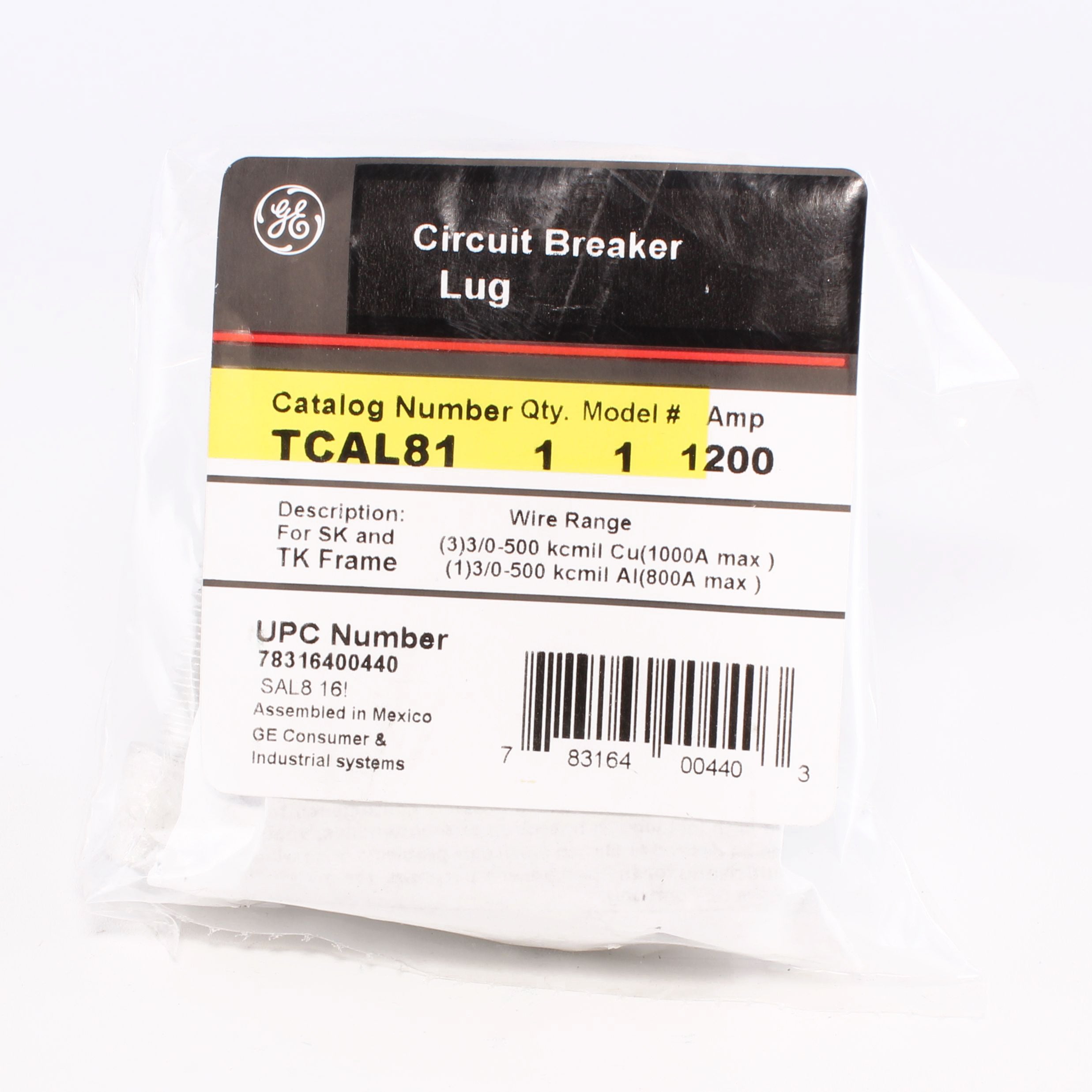 TCAL81 - General Electric - Lug Terminal Kit TCAL Series