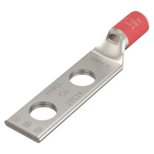 YA8C2LN - Burndy - 1/2" Stud 2-Hole 1-3/4" Spacing Standard Barrel Compression Terminal