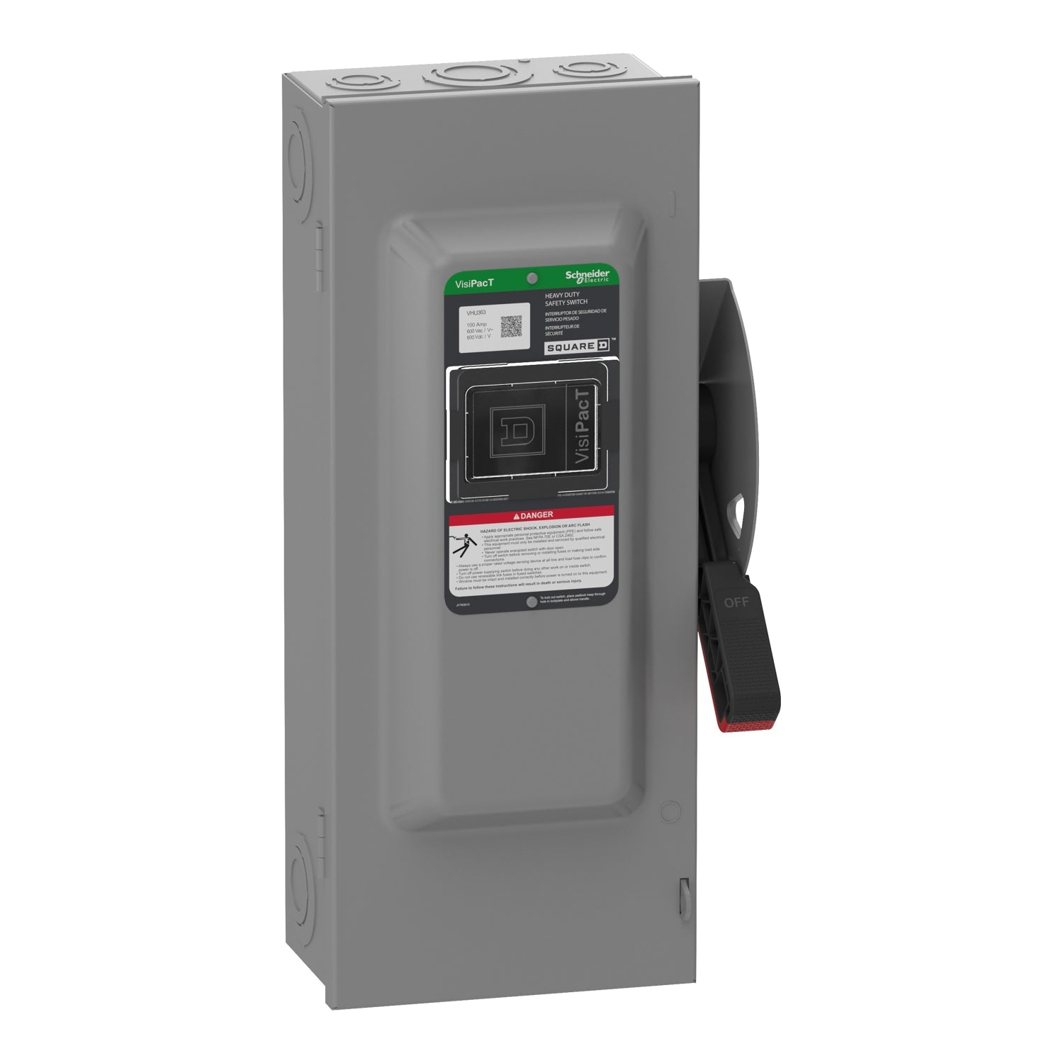 VHU363 - Schneider Electric - Square D Safety Switch Heavy Duty Fusible 100A 3 Pole 600VAC NEMA 1
