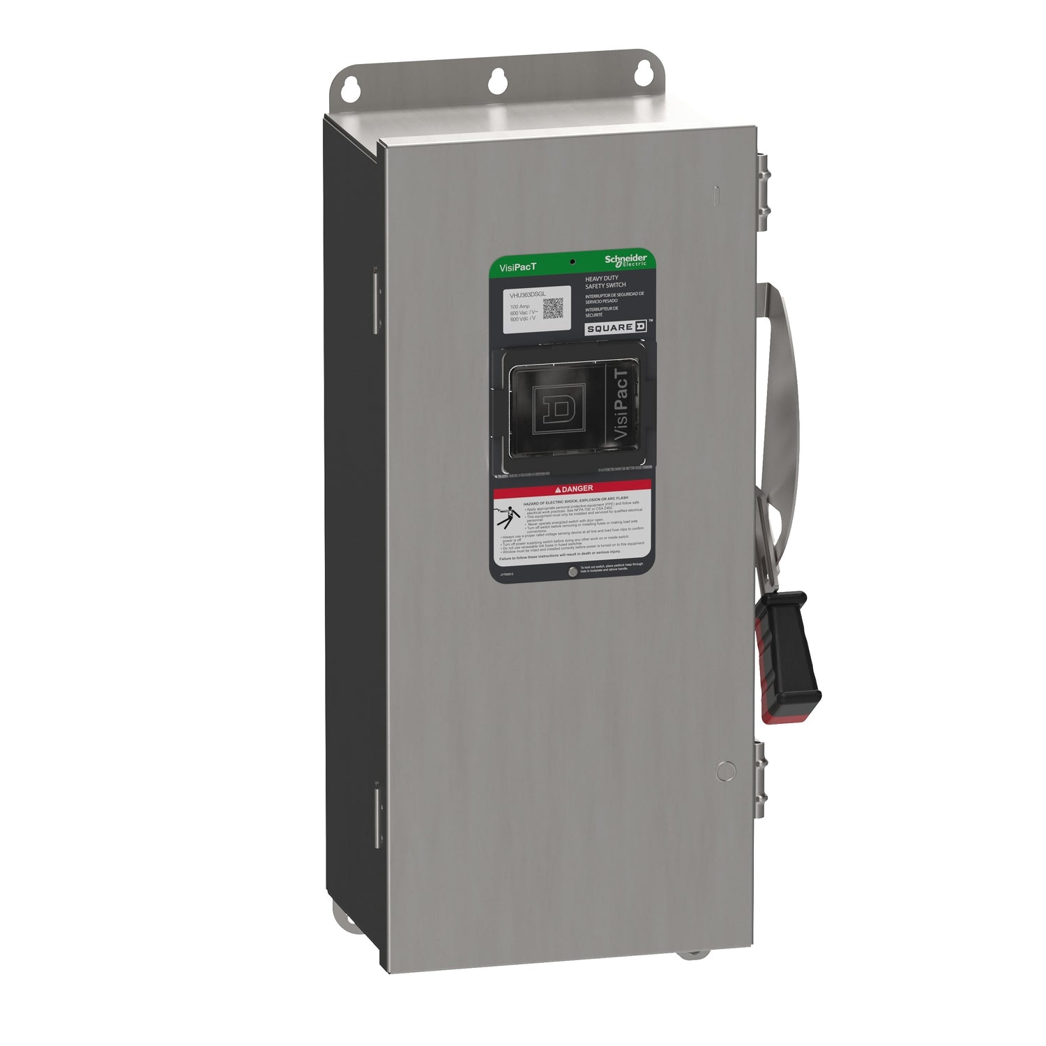 VHU363DSGL - Schneider Electric - Square D Safety Switch Heavy Duty Fusible 100A 3 Pole 600VAC NEMA 4X