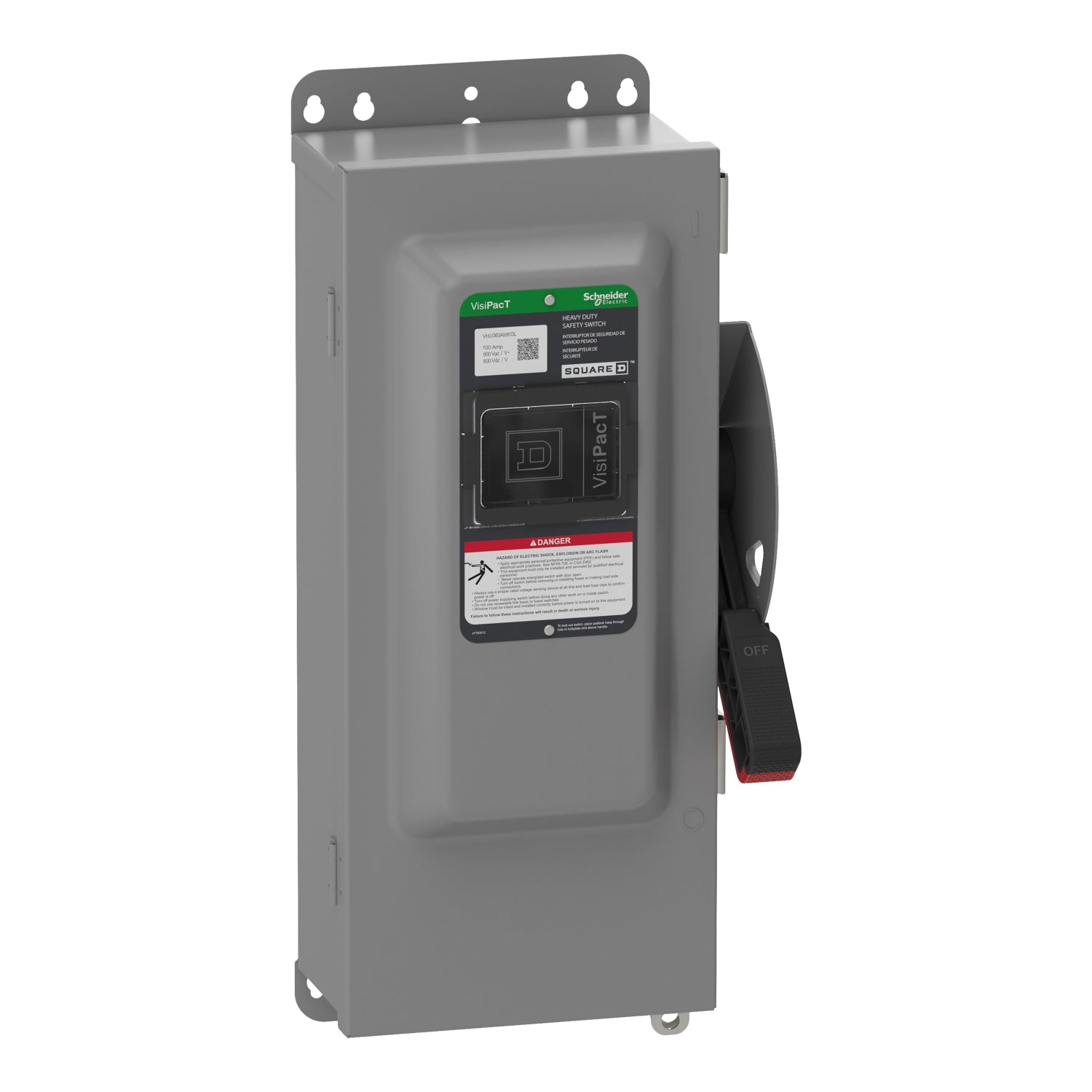 VHU363AWKGL - Schneider Electric - Square D Safety Switch Heavy Duty Fusible 100A 3 Pole 600VAC NEMA 4X