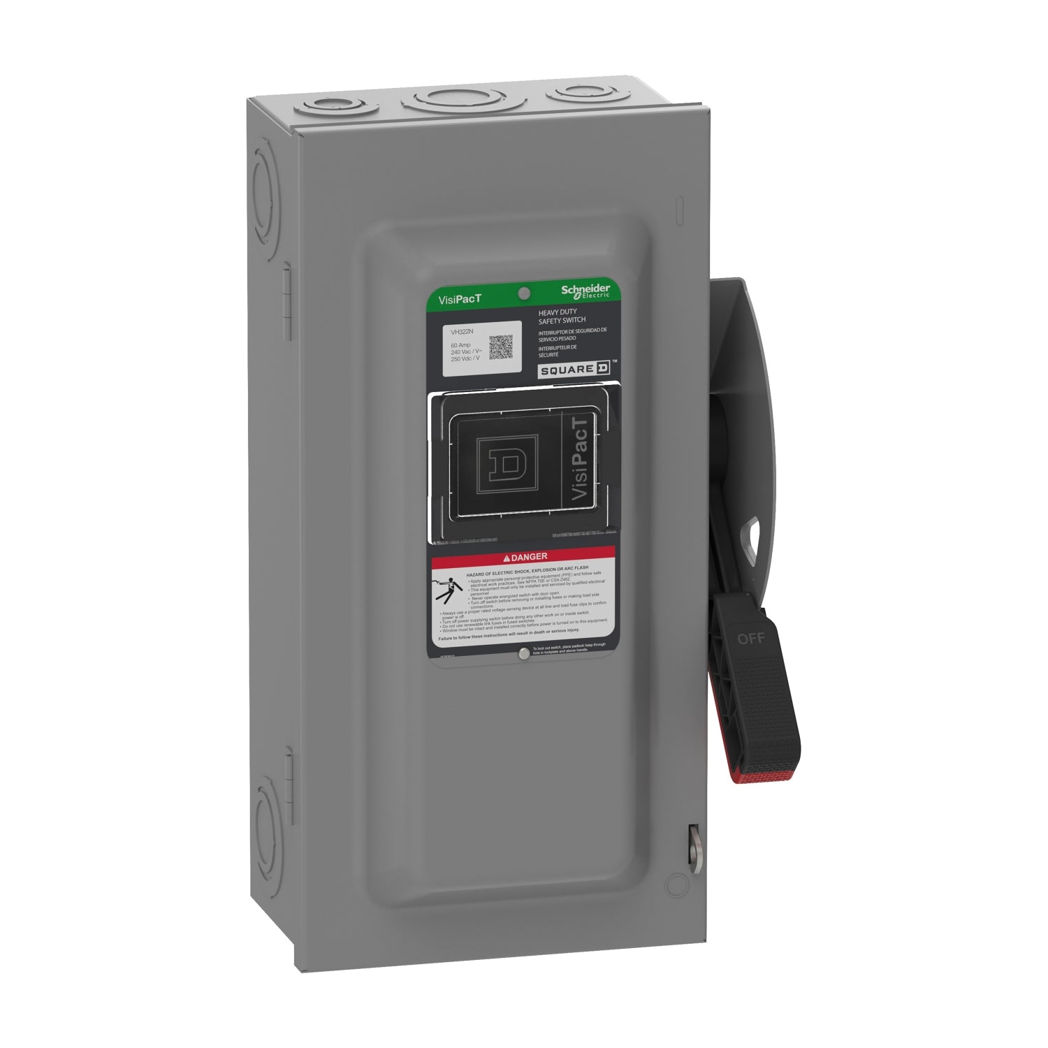 VH322N - Schneider Electric - Square D Safety Switch Heavy Duty Fusible 60A 3 Pole 240VAC NEMA 1