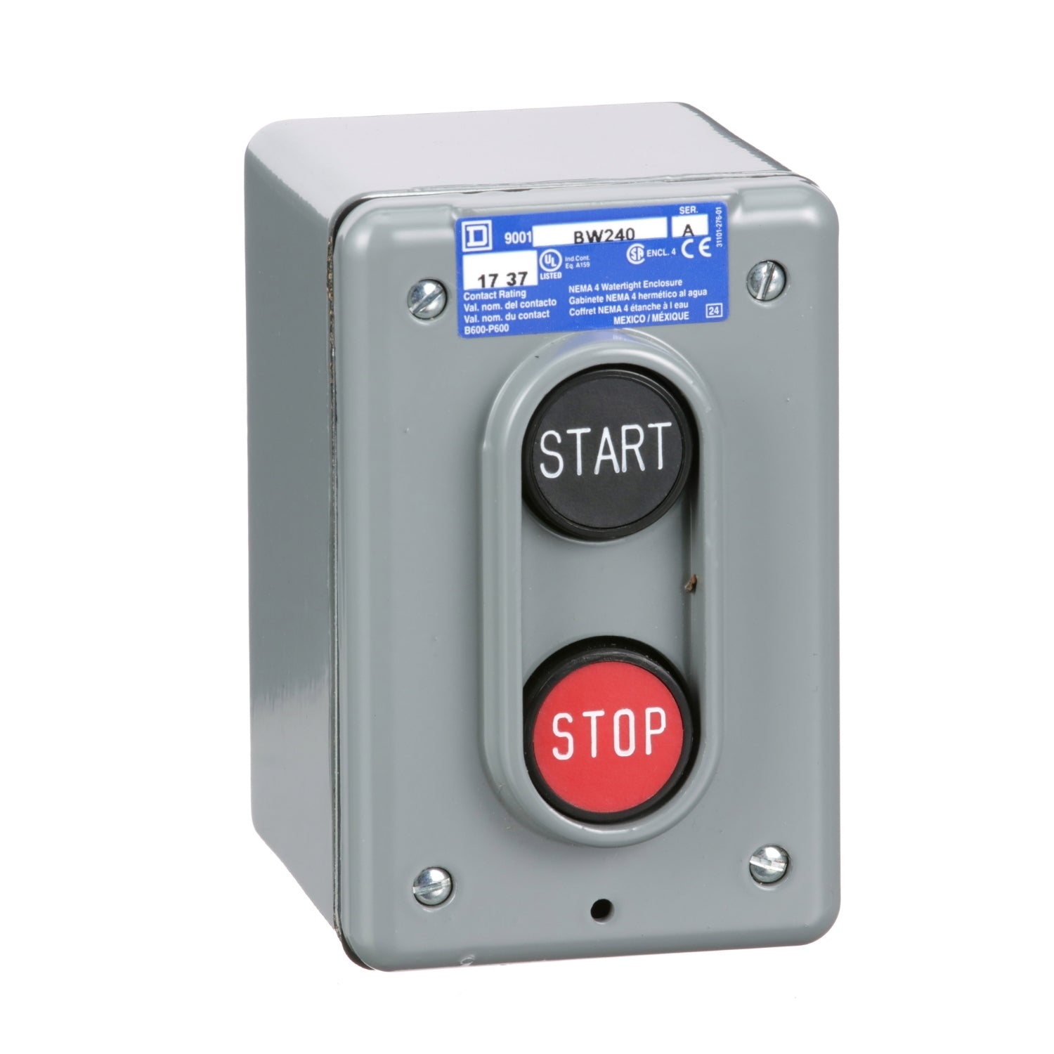 9001BW240 - Schneider Electric - Square D Pushbutton Control Station 1 NO Contact NEMA 4X Enclosure