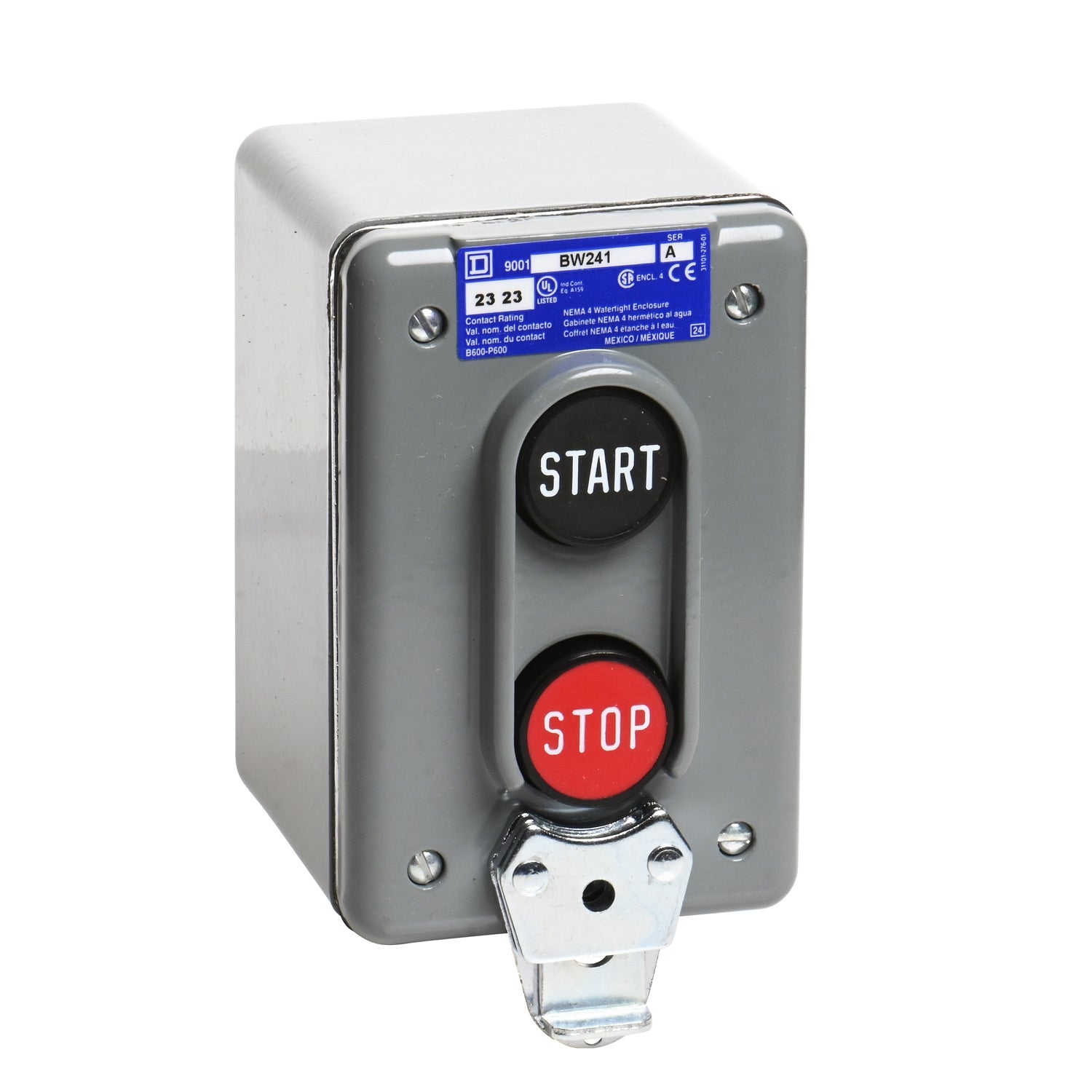 9001BW241 - Schneider Electric - Square D Pushbutton Control Station 1 NO Contact NEMA 4X Enclosure