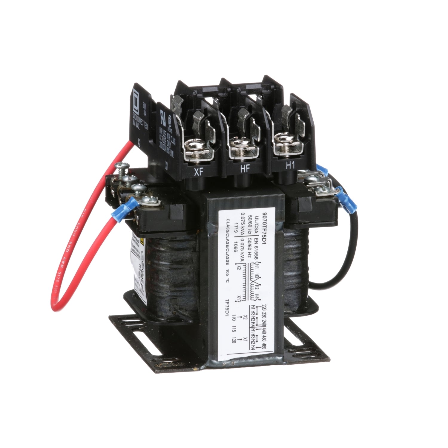 9070TF75D1 - Schneider Electric - Square D Industrial Control Transformer Type TF 1 Phase 75 VA 240x480V Primary 120V Secondary 50/60Hz