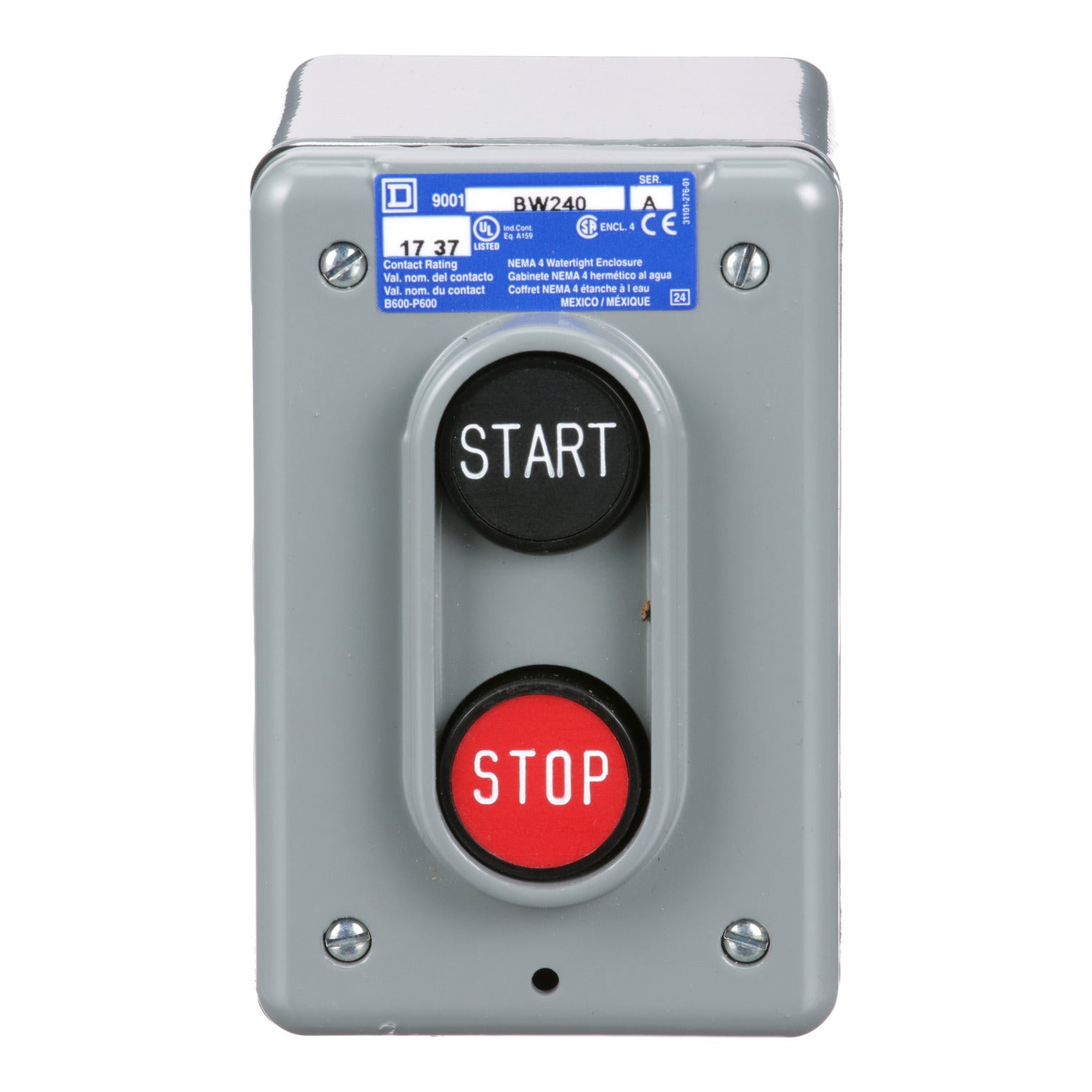 9001BW240 - Schneider Electric - Square D Pushbutton Control Station 1 NO Contact NEMA 4X Enclosure