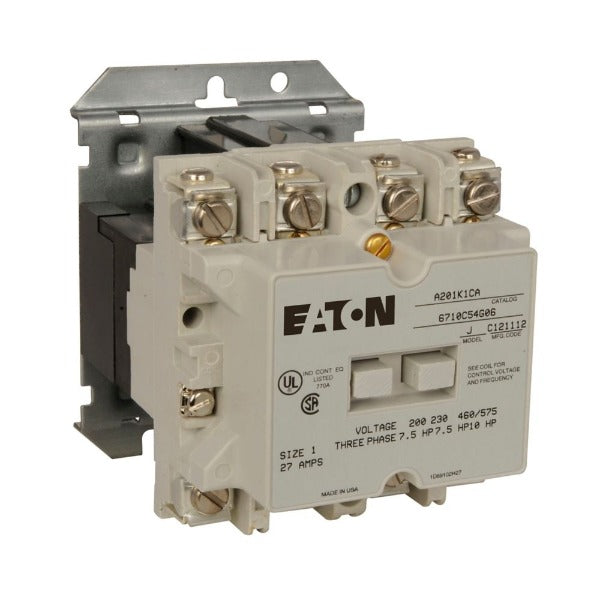 A201K1CA - Eaton Cutler-Hammer 27 Amp 3 Pole 600 Volt Non-Reversing Front Connected Contactors