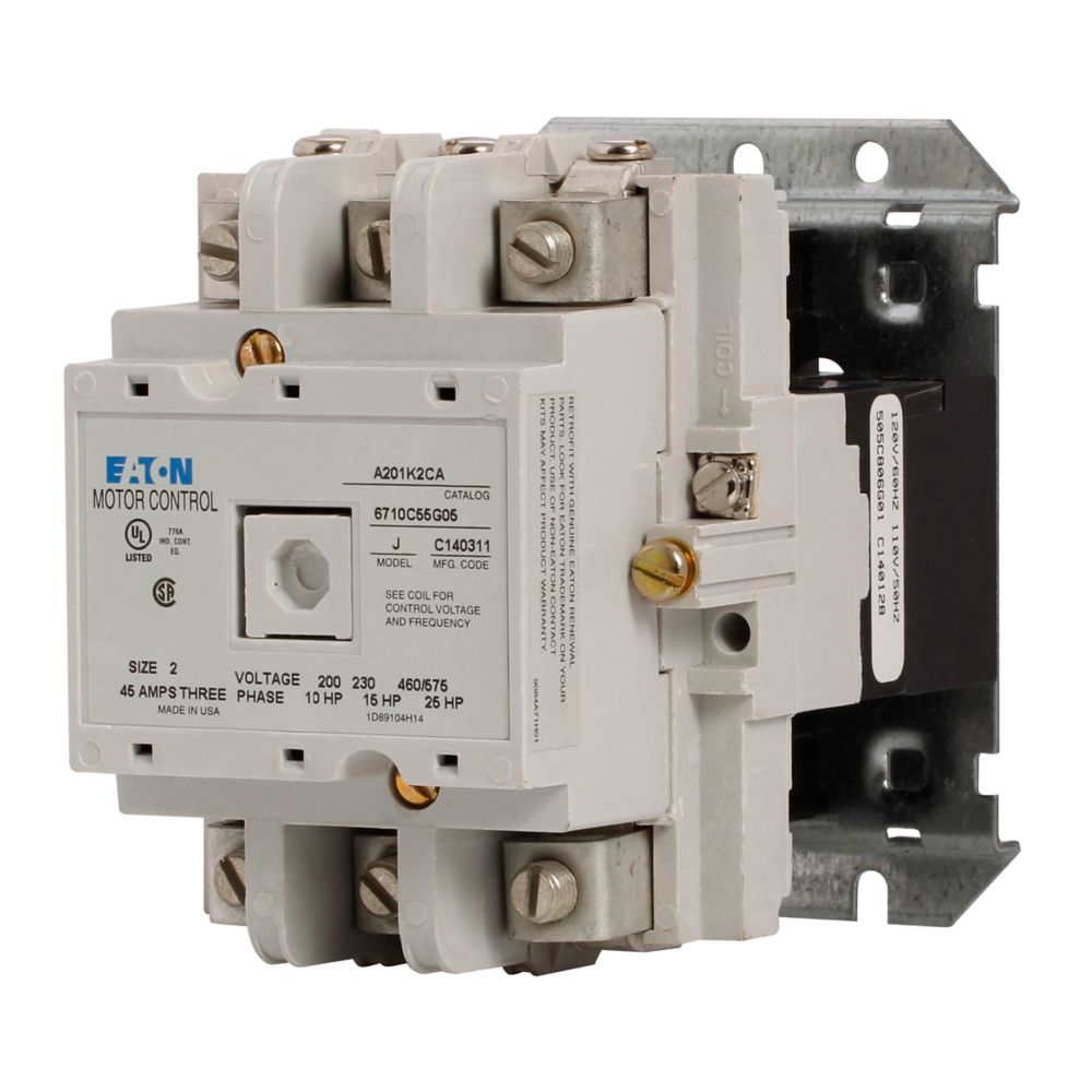 A201K2CA - Eaton Cutler-Hammer - 45 Amp 3 Pole 120 Volt Non-Reversing NEMA Motor Control Contactors